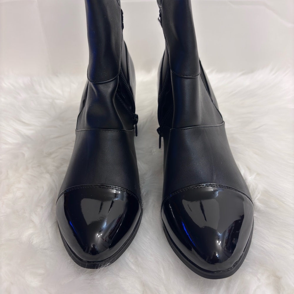 Black Patent Leather Ankle Boots